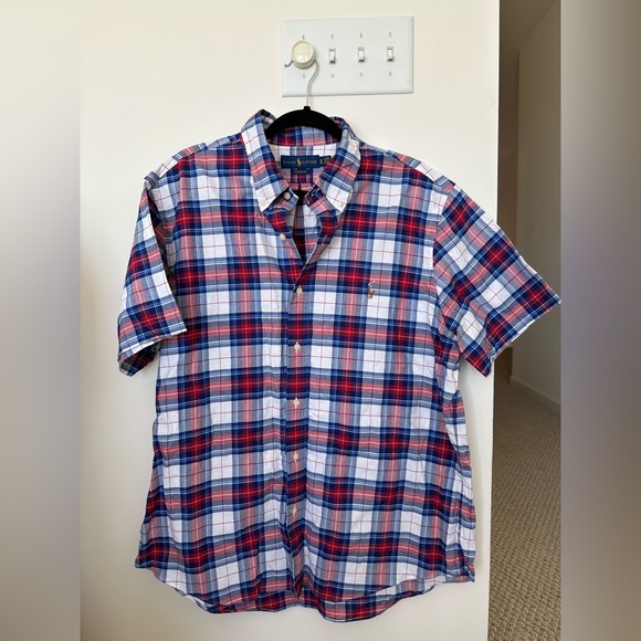 Men’s Ralph Lauren XL Classic Fit Button Up Plaid Short Sleeved Shirt - Picture 2 of 8